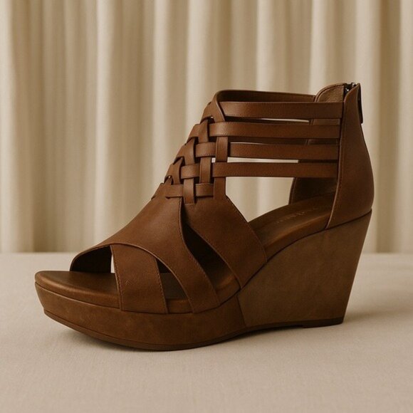 Antelope Tavi Tan Leather Wedge Sandals Women’s 7 Rustic Chic Summer Style - Picture 14 of 14